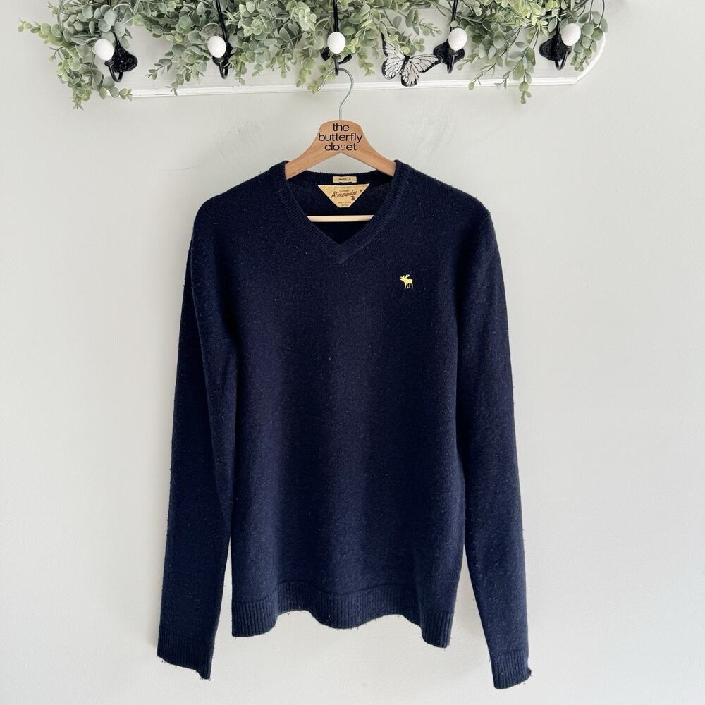 Vintage Men’s Abercrombie Navy Muscle Wool V Neck Sweater 1950-1960s
